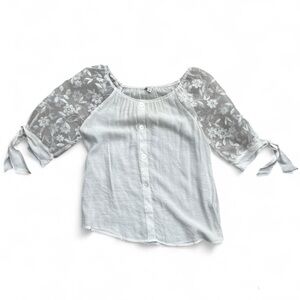 White Blouse with Lace Sleeves